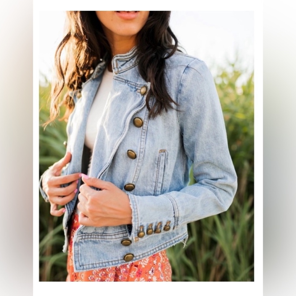Free People Light Blue Jean Jacket